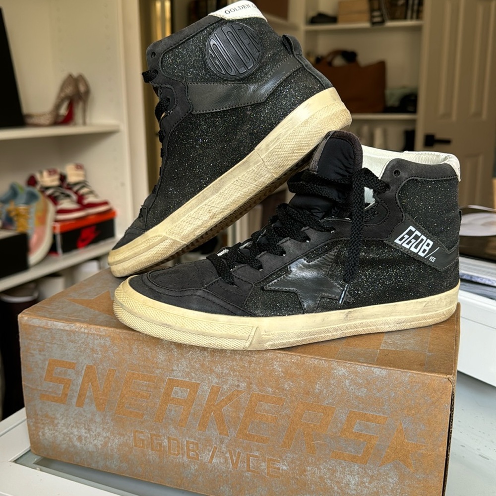 Golden Goose suede/leather/ glitter 2.12 trainers sz 36